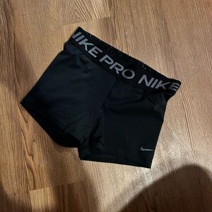 Nike Black Athletic Compression Shorts with Branded Waistband / Spandex
